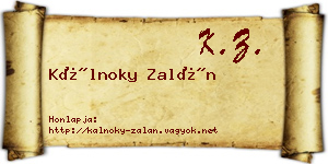 Kálnoky Zalán névjegykártya